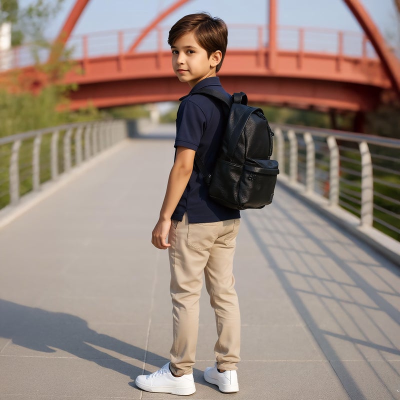 MUST Black Textured Backpack for Men - Image 3
